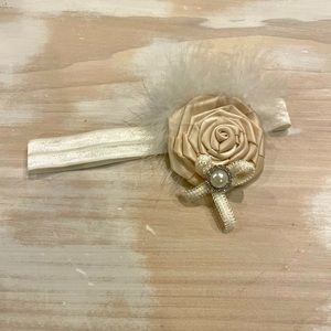 Feather, flower, and rhinestone Girl’s headband
